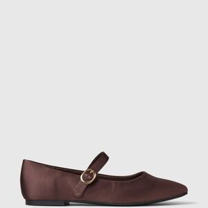 Brown Satin Ballet Flats